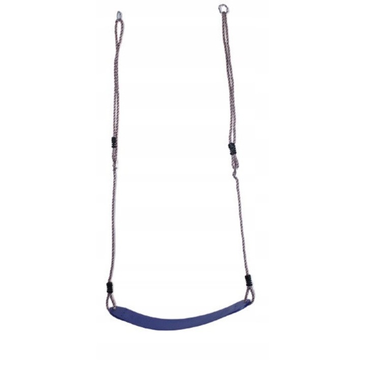Детска люлка Allforbaby XXL, еластична седалка 68 x 14 см, регулируеми въжета 115-190 см, дебелина 10 мм, поцинкован метал, синьо/кафяво