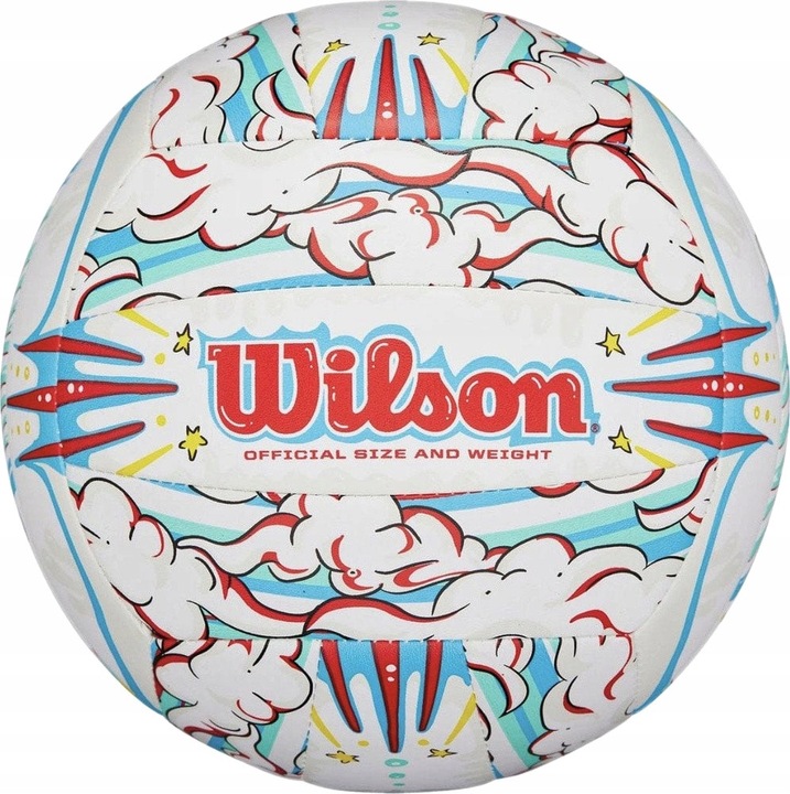 Wilson, Волейболна топка от TPU с 18 панела и бутилова камера Graffiti Peace WV4008302XBOF, бял/син, 5
