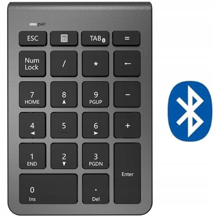 Alcatel NK10 vezeték nélküli numerikus billentyűzet, Bluetooth 3.0, kompakt és hordozható, szürke/fekete, 1 db
