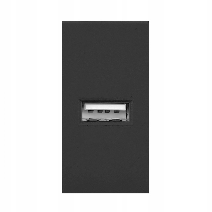 Модул контакт USB Orno 5V 2,1A черен 22,5x45mm