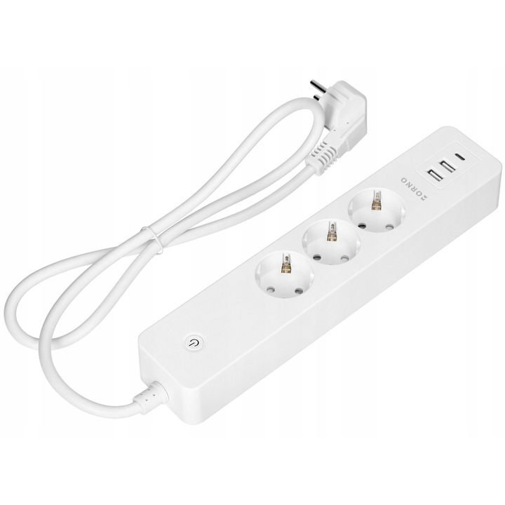 Prelungitor Orno 3 prize USB-A USB-C Wi-Fi alb 288x60x37mm 1.8m
