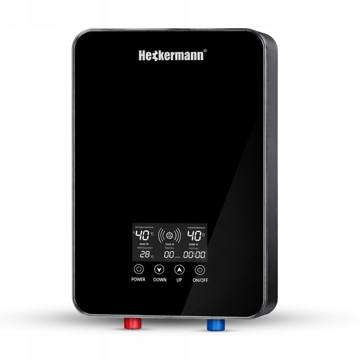 Elektromos vízmelegítő, Heckermann SL-A1-80, 8000 W, hőmérséklet-szabályozás 30–55°C, LED panel, IPX4, Fekete, 1 db
