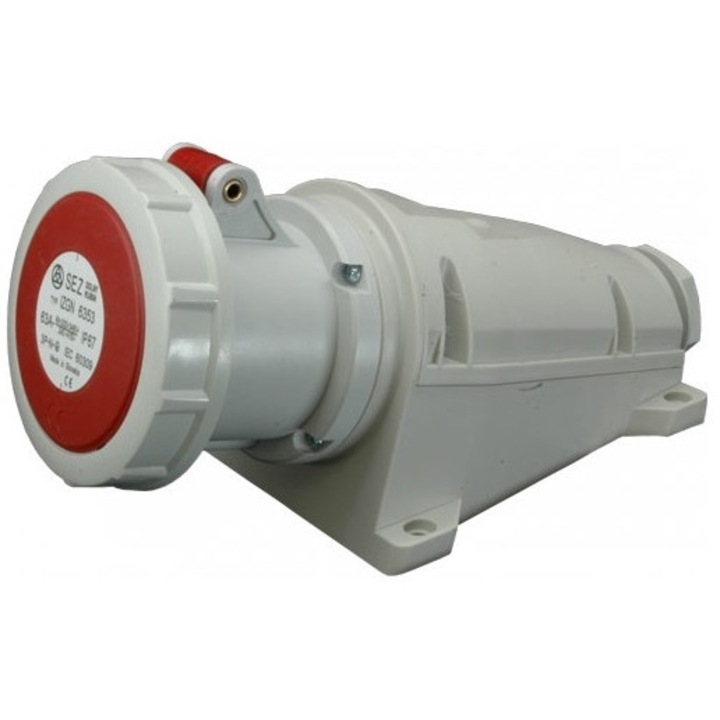 Индустриален щепсел SEZ IZGN 6353, 63A, 5P, 400V, IP67, бял/червен, 1 бр.