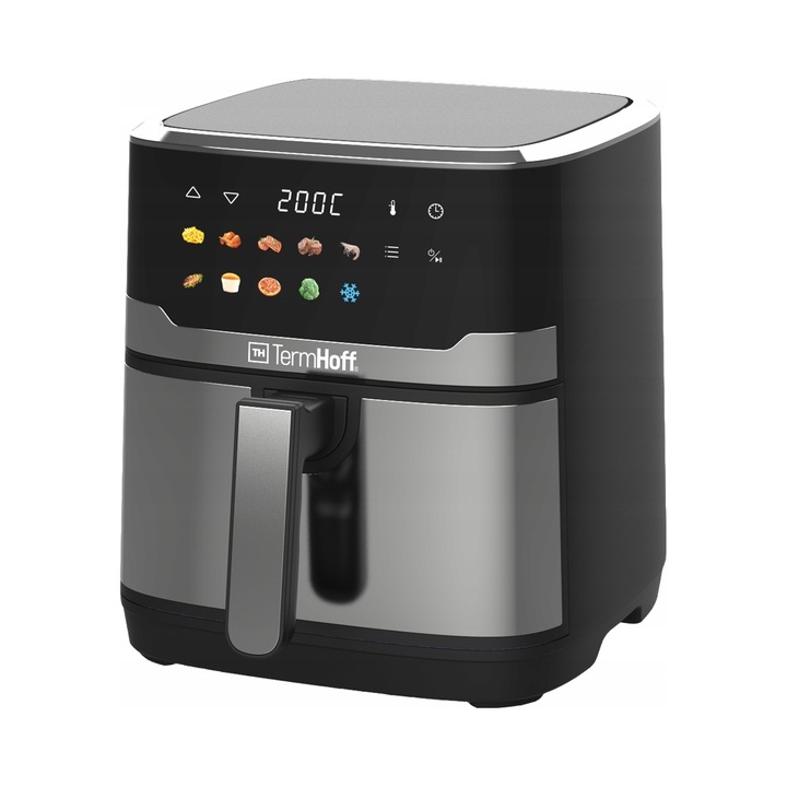 Friteuza fara ulei TermHoff AF-0165, 6.5L, 1600W, argintiu, 35.5x28.8x31.3cm