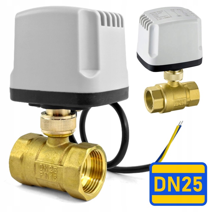 Electrovalva cu bila GOMEDIA DN25 1", actionare electrica 230V 20W, corp din alama, filetata, auriu