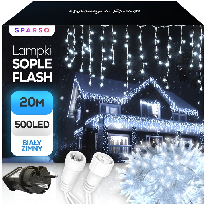 Коледна инсталация Sparso Sople LED 500 студено бяло 20м многоцветна