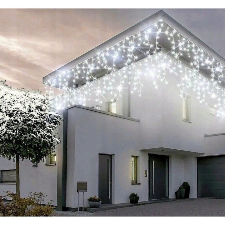 LED Füzér 300 izzóval, villogó effekt, hideg fehér, 13x0.2m, kültéri IP44
