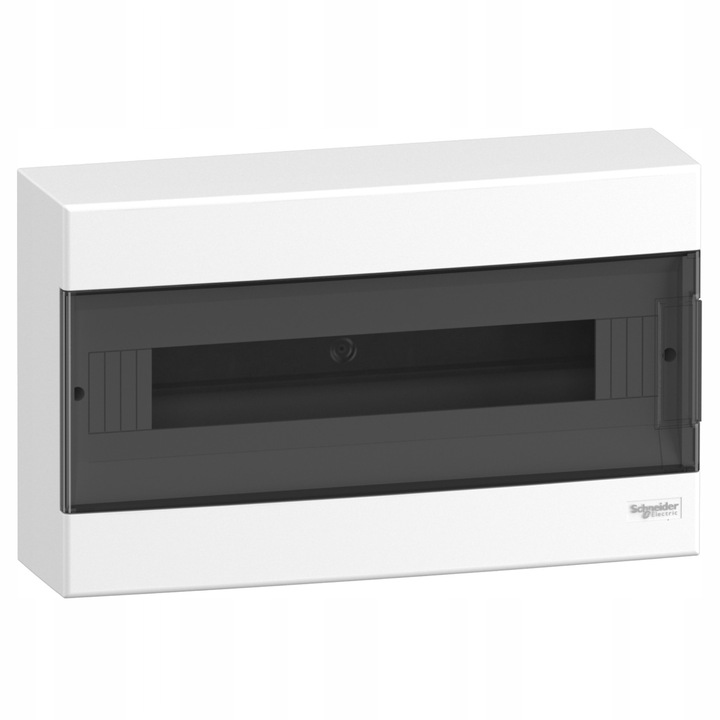Tablou electric modular/cutie electrica Schneider Electric 1x18, 1 rand pentru 18 module, cu usa fumurie si IP40, Alb, 364x317x103 mm