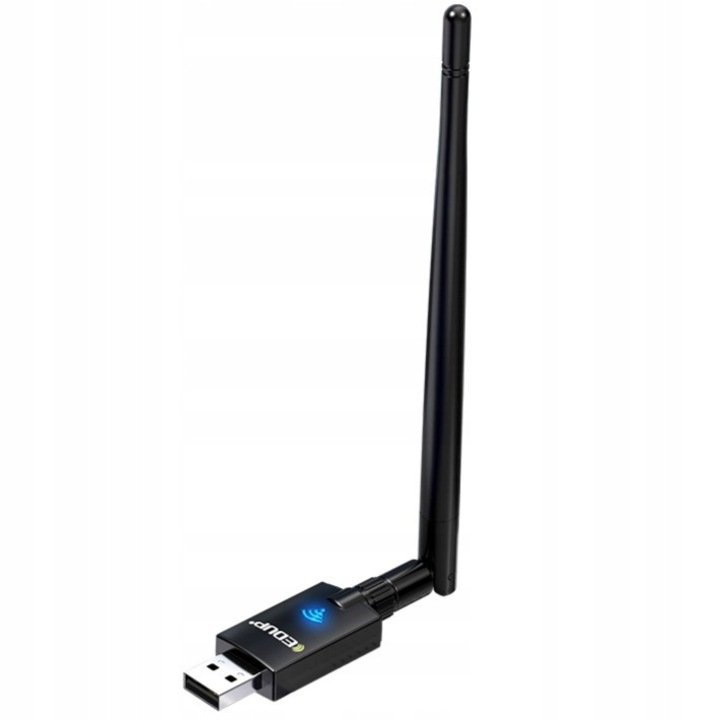 EDUP EP-AX900 Wi-Fi USB adapter, WiFi 6 802.11ax vezeték nélküli hálózati kártya, Bluetooth 5.3, kétsávos 2.4/5.8 GHz, kihajtható külső antenna, akár 886 Mbps, Fekete
