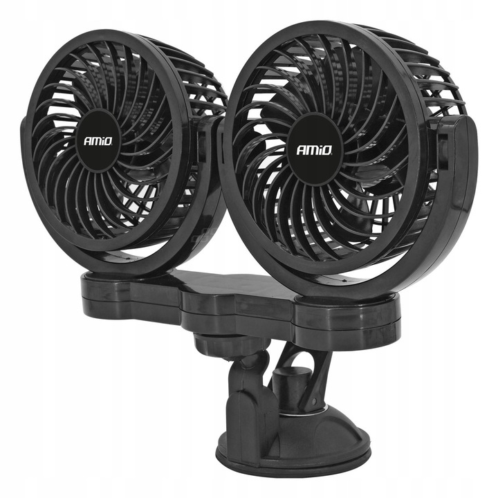 Amio 03010 dupla autós ventilátor 12V fekete 2x4" tapadókoronggal