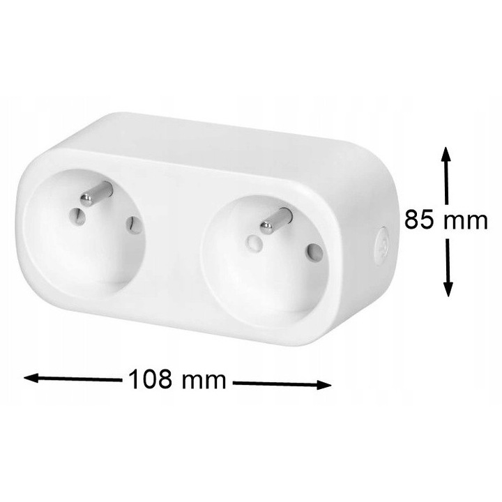Удължител Orno Tuya Smart Wi-Fi двоен бял 108x53x85mm
