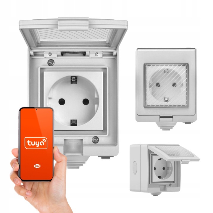Wi-Fi контакт GOMEDIA Tuya IP55 водоустойчив 65x70x58.5mm