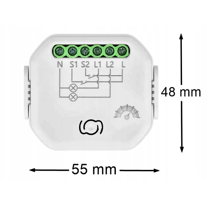 Releu 2 canale Orno Tuya Smart Wi-Fi Bluetooth, dimensiuni 48x55x23mm