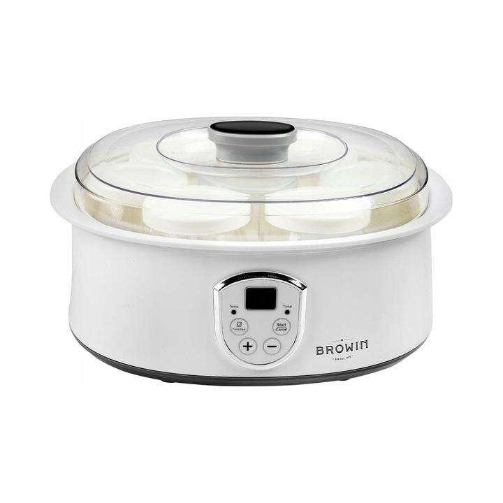 Browin joghurtkészítő 7 üveggel, termosztátos, fehér, 1.3l