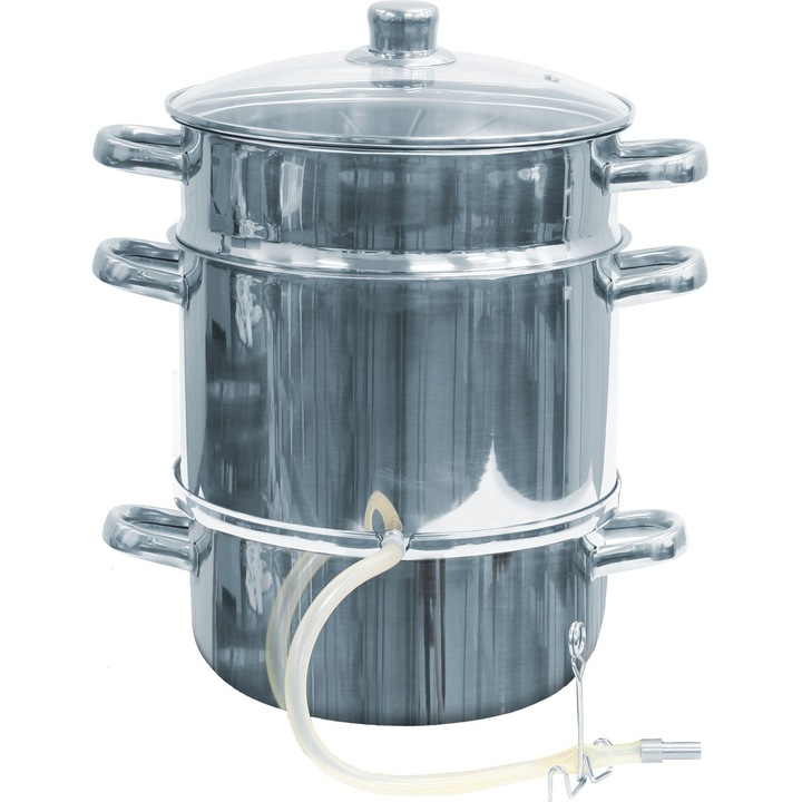 Stoarcator de suc cu aburi Browin 800508, otel inoxidabil, recipient fructe 8 l, capacitate totala 21 l, compatibil inductie, inox, 8 l