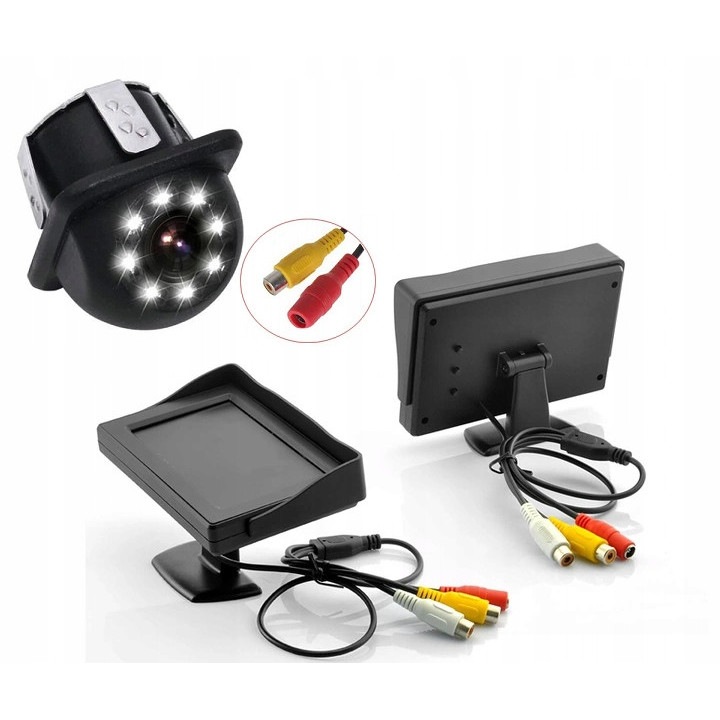 Камера за задно виждане Kopier 8 LED с 5-инчов монитор, резолюция 648x488, зрителен ъгъл 170°, водоустойчива, черна