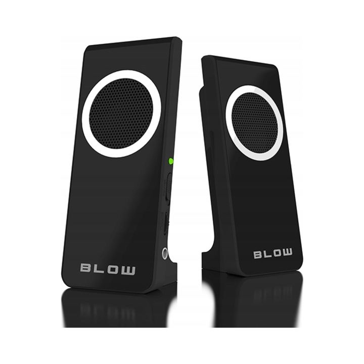 Компютърни тонколони/Високоговорители Blow MS-22, 2.0, 6W RMS (2x3W), USB 5V захранване, 3.5 мм жак, контрол на звука, черни