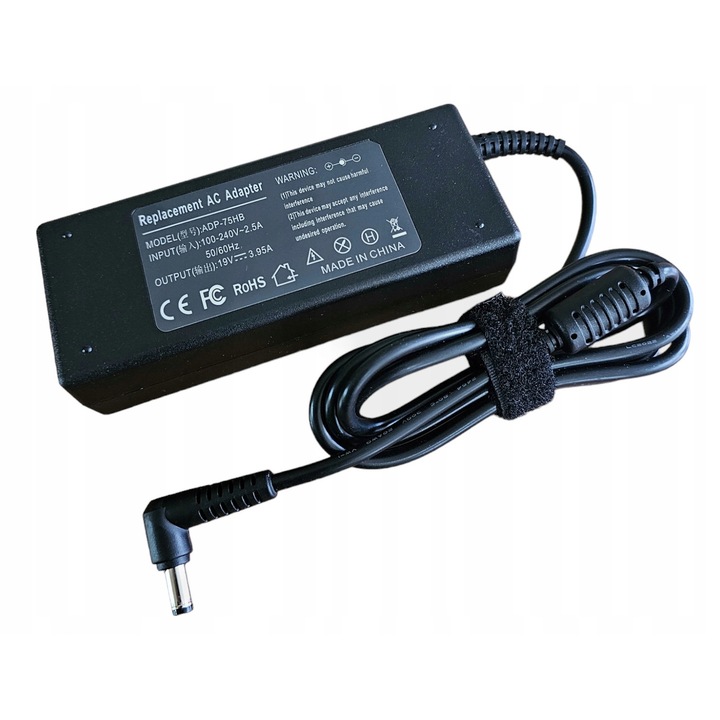 Зарядно за лаптоп, съвместимо захранване за Toshiba A500/C650/C850, модел ZT10, 19V 3.95A 75W, букса 5,5x2,5mm, черно, 1 бр
