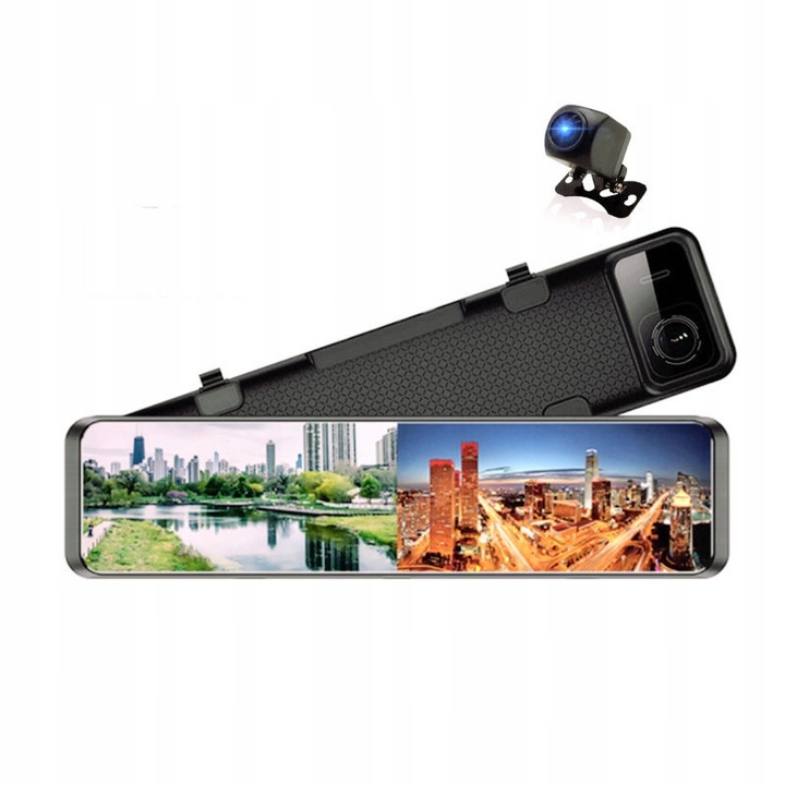 Автомобилна DVR огледална камера 12", 2K, тъчскрийн, камера за заден ход, черна, 12xсм