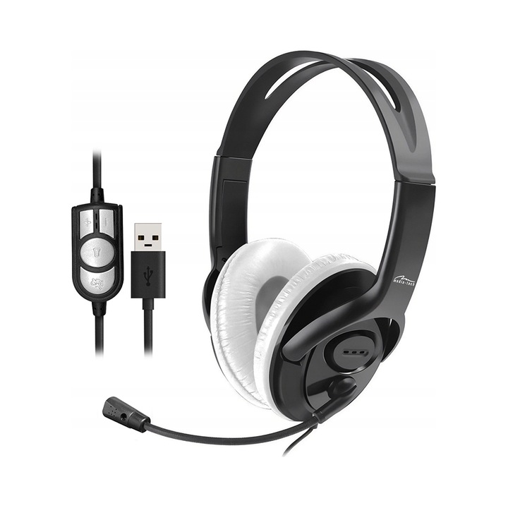 Слушалки Media-Tech EPSILON USB с микрофон, стерео, черни, 1.9м