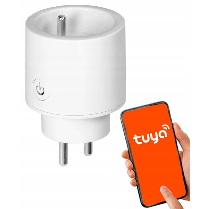 Безжичен контакт Orno Tuya Smart Wi-Fi бял, 3680W, 52x86x52mm