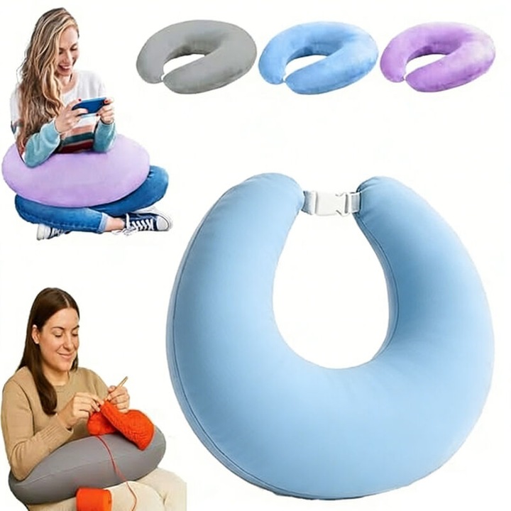 Ergonomikus/ortopéd memóriahabos nyakpárna, levehető kristály bársony huzattal, nyak- és kartámasszal, Többszínű, 1 db