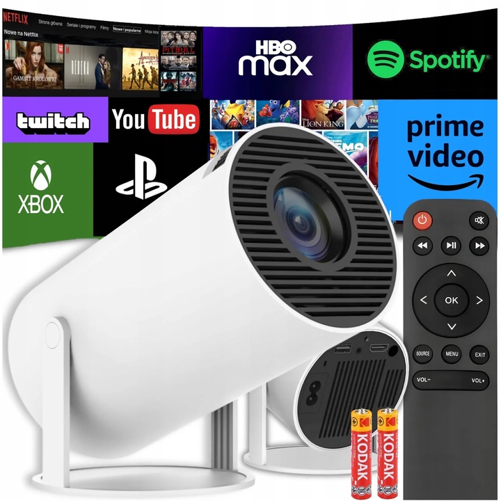 Hordozható Full HD 4K WiFi USB Android iOS projektor 16.5x9x13cm