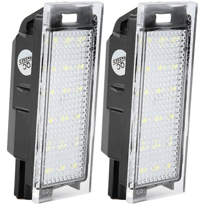 Комплект от 2 LED лампи за регистрационен номер, бели, универсални