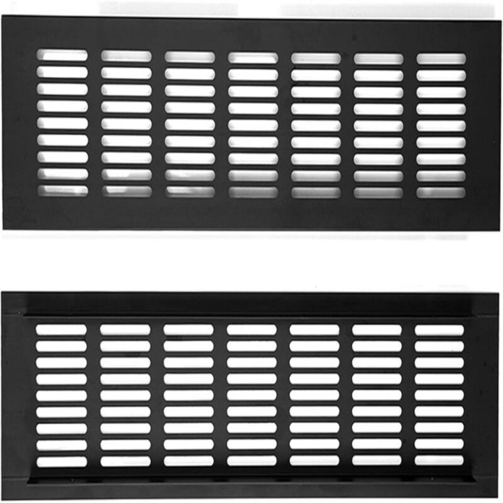 Grila ventilatie exterioara, aluminiu, negru, 300x80mm, set 2 piese