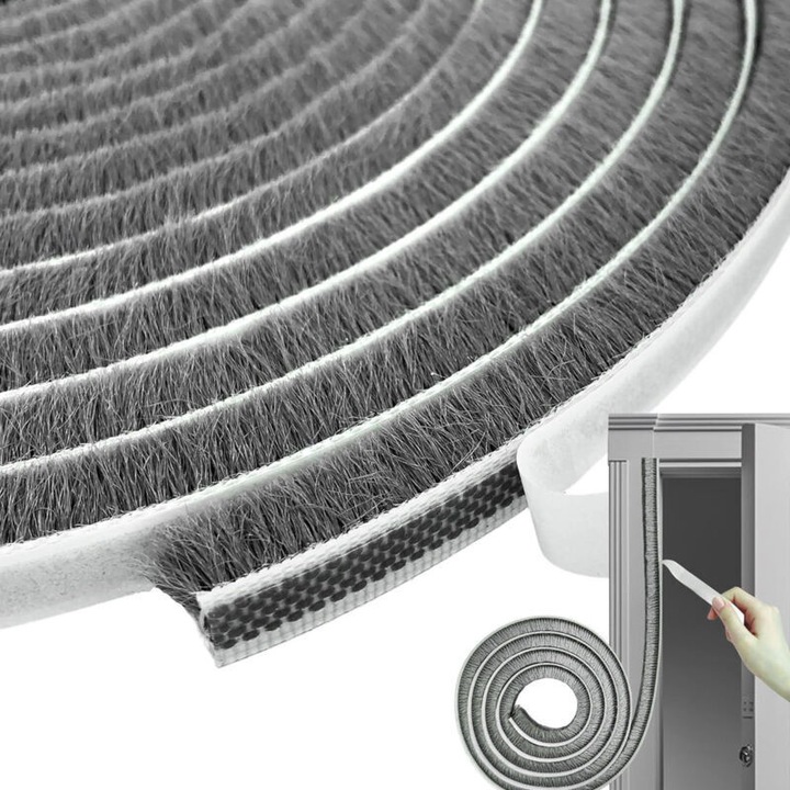 Banda etansare usa glisanta perie, autoadeziva, 9x5mm, negru