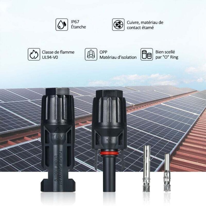 Conectori MC4 pentru panouri solare set 10 perechi rezistenta UV IP67