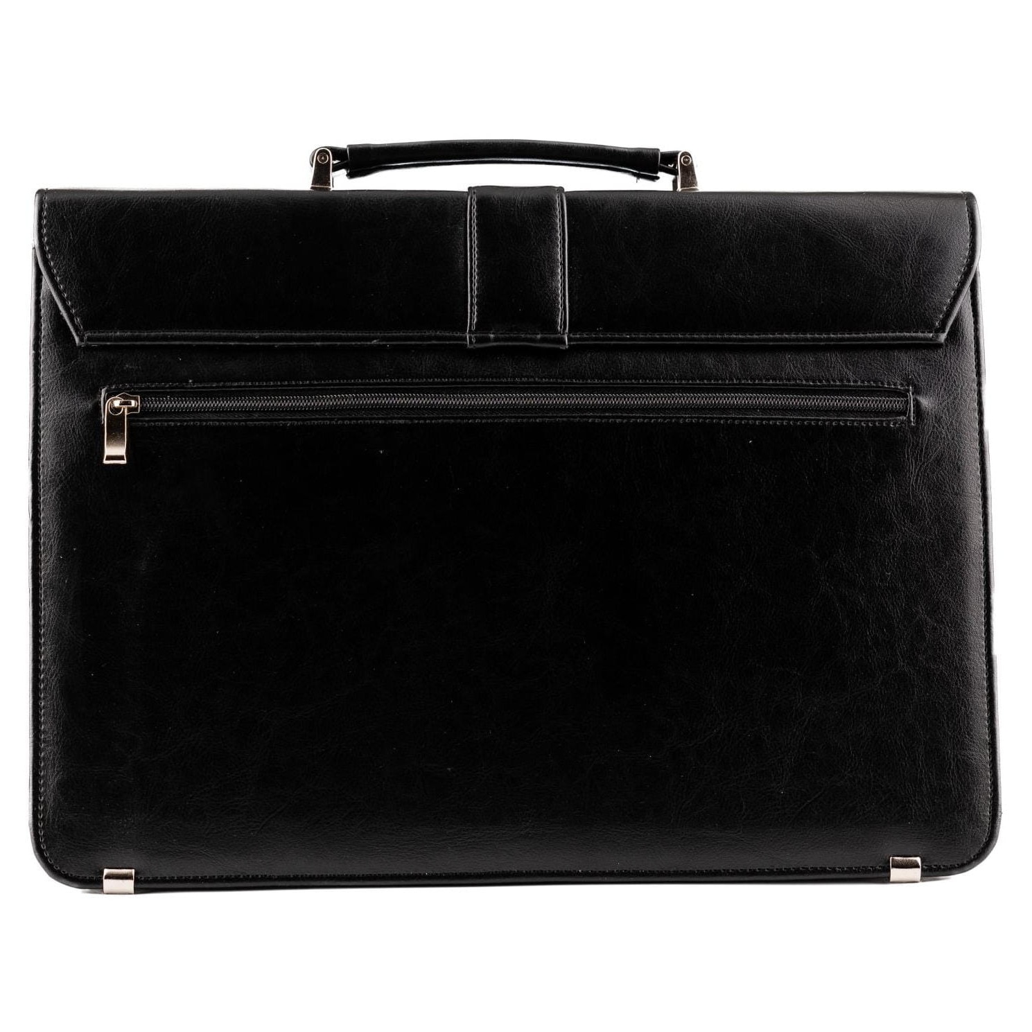Tizano, servieta pentru barbati din piele ecologica, 3 compartimente cu organizer si buzunar pentru laptop T11, negru, 40x29x12-16 cm