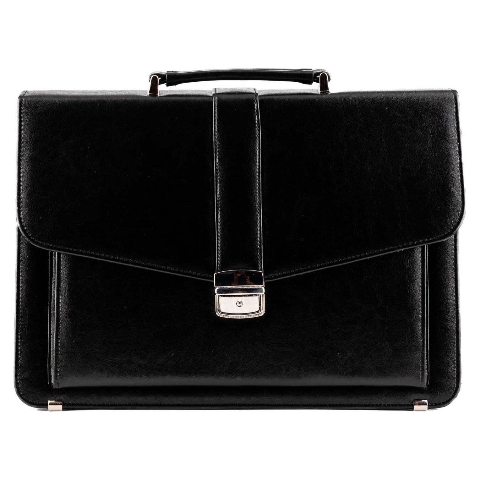 Tizano, servieta pentru barbati din piele ecologica, 3 compartimente cu organizer si buzunar pentru laptop T11, negru, 40x29x12-16 cm