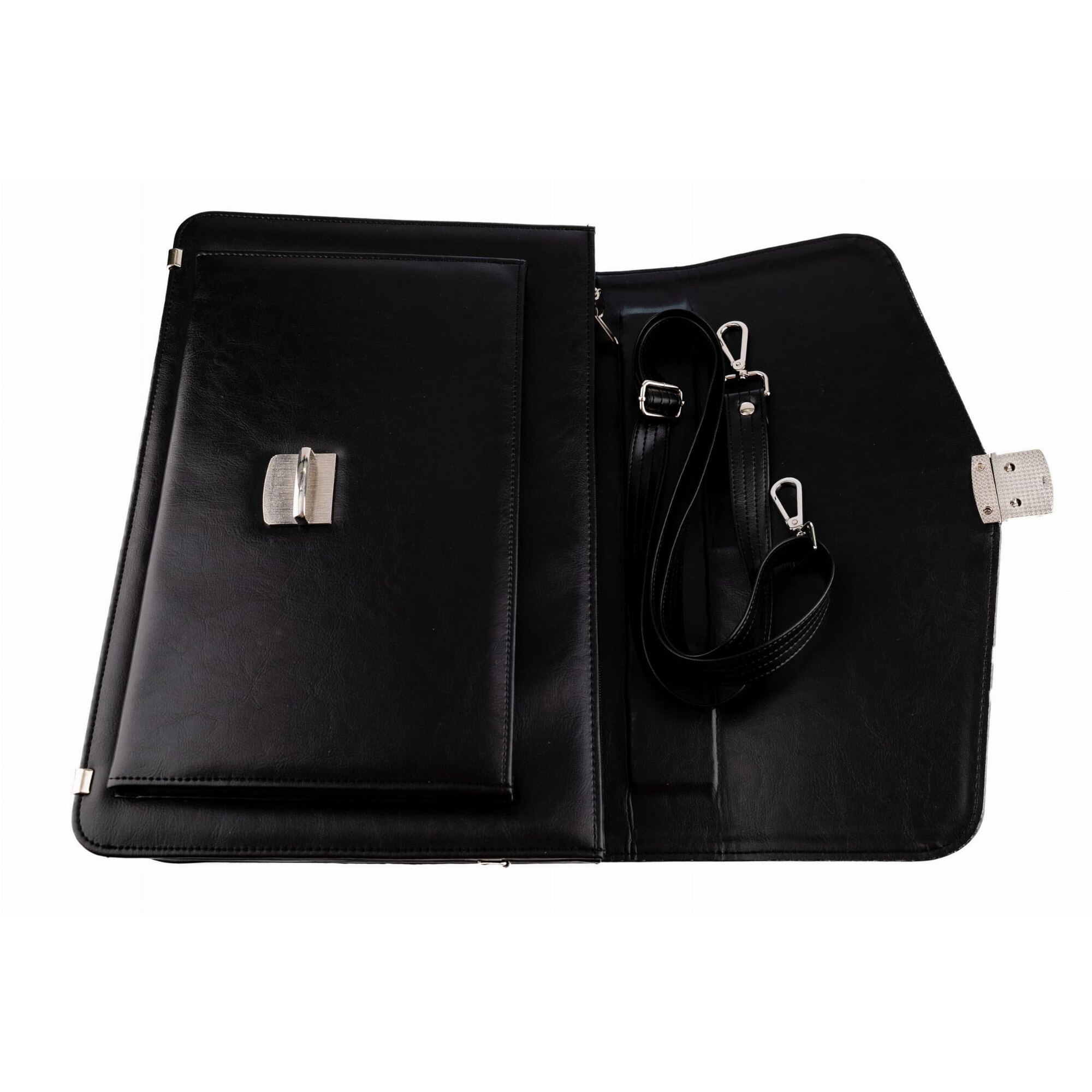 Tizano, servieta pentru barbati din piele ecologica, 3 compartimente cu organizer si buzunar pentru laptop T11, negru, 40x29x12-16 cm