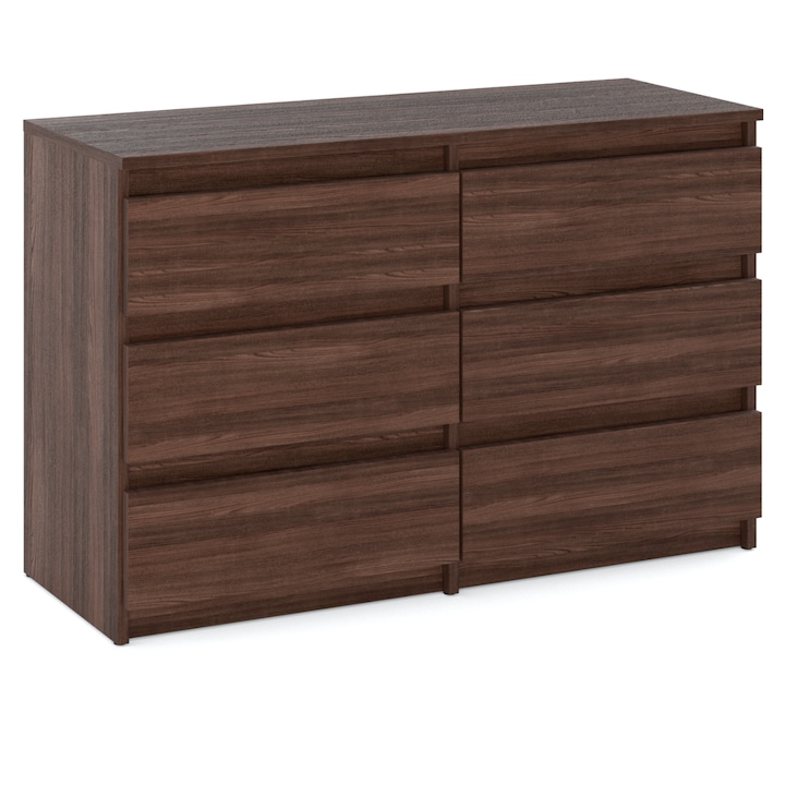 Comoda cu 6 sertare, 100x71.5x33.5cm, stejar wenge mat
