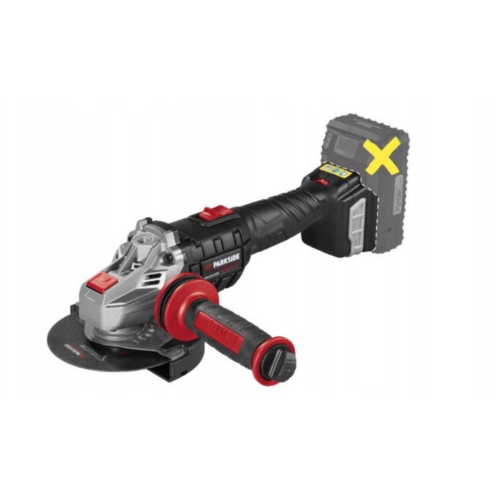 Polizor unghiular Parkside PERFORMANCE PWSAP 20-Li G7, 20 V, motor brushless, fara acumulator si incarcator, disc O125 mm, 6 trepte, negru/rosu, 1 buc.