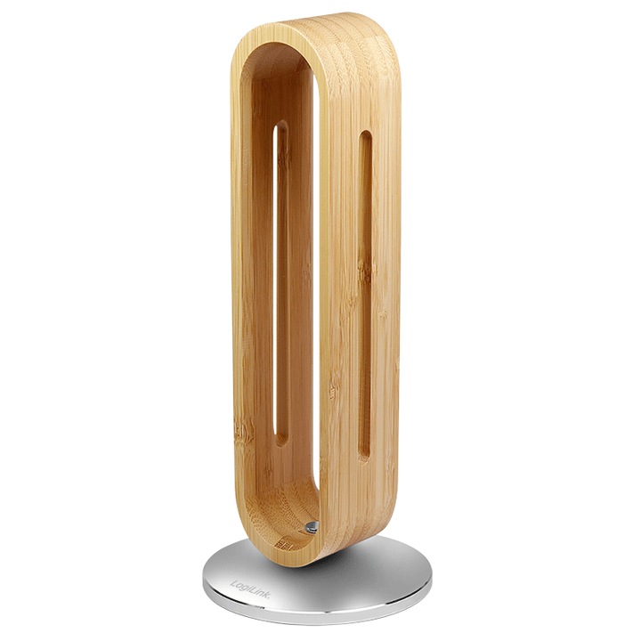 Logilink fejhallgató tartó, természetes bambusz állvány, alumínium talp, csúszásgátló, 5 kg teherbírás, világosbarna/ezüst, 1 db