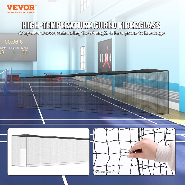 Plasa antrenament baseball VEVOR YC-DJL-70*12*14ft, pe 30-strand impletitura in noduri, rezistenta heavy-duty, inchisa cu usa si husa de transport, negru, 70 ft