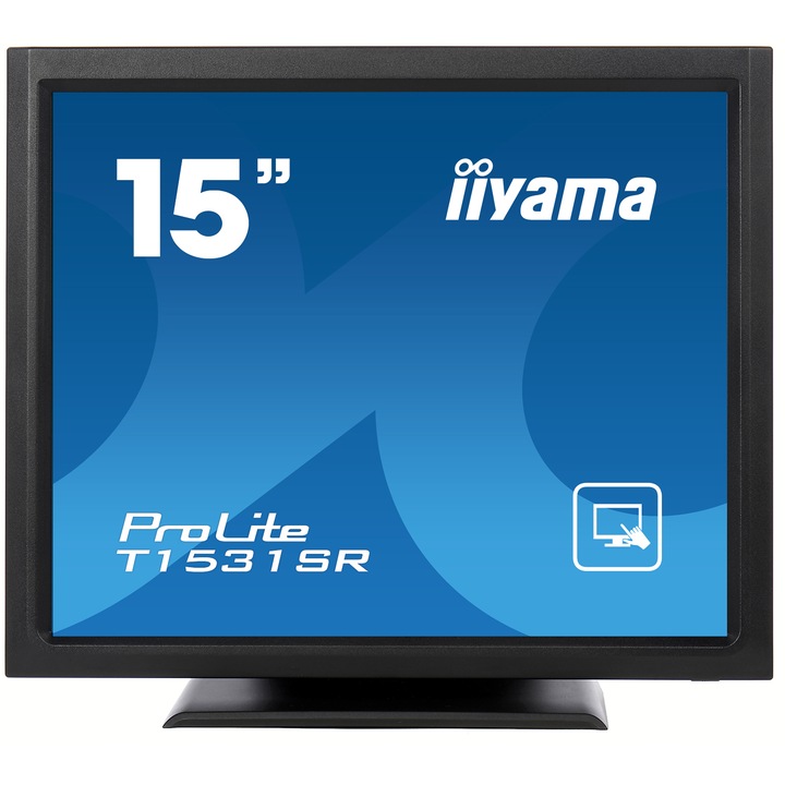 Монитор LED сензорен екран iiyama ProLite 15", TN, XGA, VGA, DVI, USB, черен, T1531SR-B1