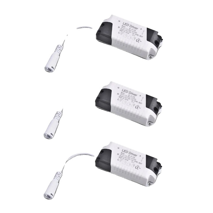 Driver led multitensiune 170-265v ac, 18w-24w, curent 240-260mA, eficienta A+, alb, 3 buc