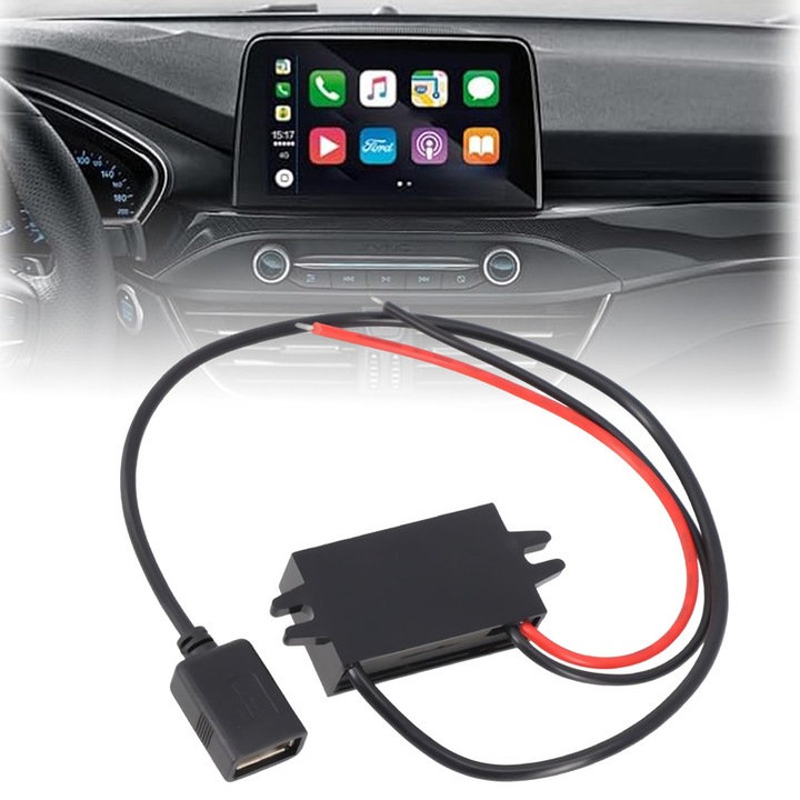 Professzionális Feszültségátalakító 12V 24V-ról 5V 3A-re, Chucai, Autós Hardwire USB Inverter, Stabilizált Tápellátás Fedélzeti Kamera DVR GPS-hez, Égésgátló ABS, IP67 Vízálló, Személygépkocsi Teherautó Gépek