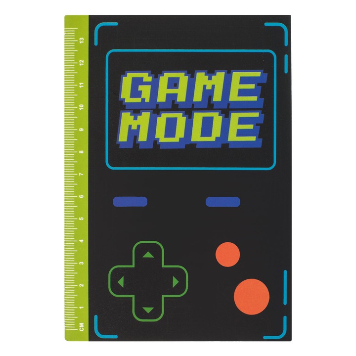 Carnetel Notite A6 Negru Verge cu Rigla "Game Mode" - 40F
