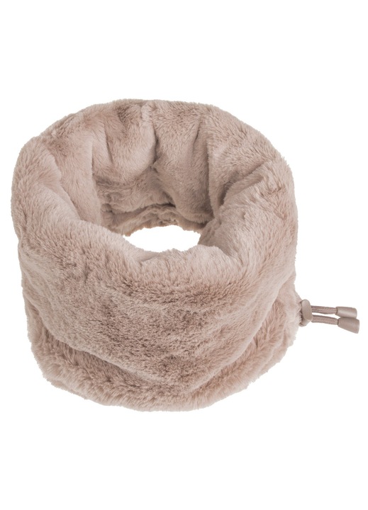 Fular Circular Fleece Bej Inchis cu Siret pentru Femei
