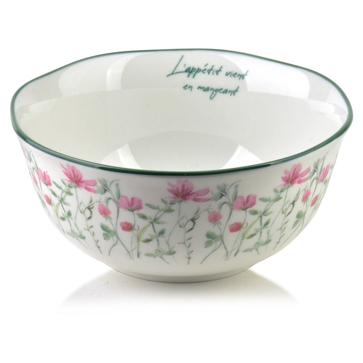 Bol Affekdesign By Mondex Mollie, din portelan, cu inscriptie decorativa, alb, 400 ml