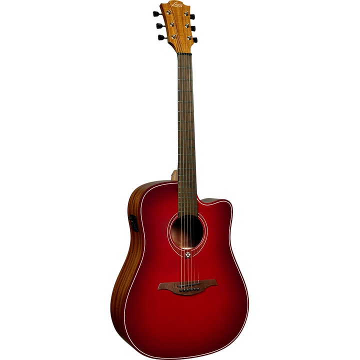 Chitară electro-acustică dreadnought, Lag, Tramontane Special Edition, Cu cutaway, Roșu
