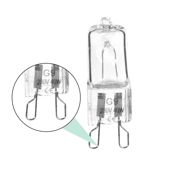 Halogén izzó 40W 220-240V magas hőmérsékletálló 350 lumen G9 2600K
