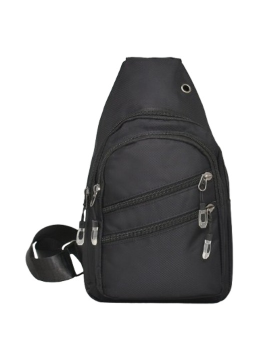 Férfi táska 603--1, 17/30/6 cm, Textil, Fekete