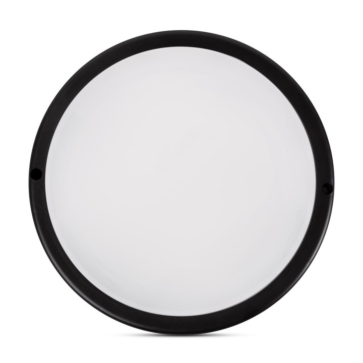 Корпус BAT LED Кръгъл малък Черен IP65 12W 6400K Опалов разсейвател - NOVELITE