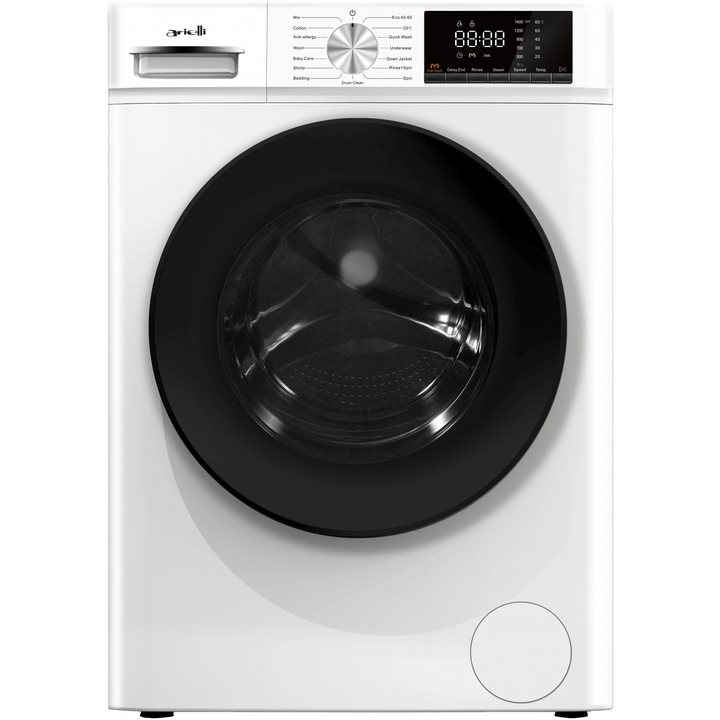 Пералня Arielli AWM80-14586W, 16 програми, Функция Отложен старт, 8 кг, 1400 оборота, Клас А, Бял