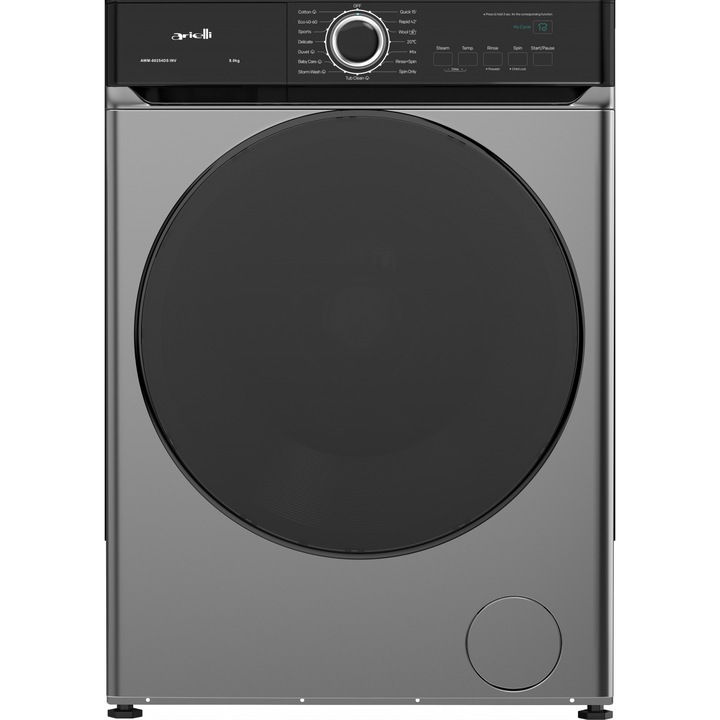 Пералня Arielli AWM-80254DS INV, 15 програми, Функция Отложен старт, Функция Пара, 8 кг, 1200 оборота, Клас А, Сива